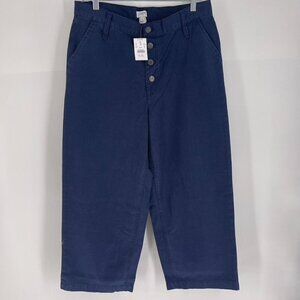 J.Crew Size 30 Navy Blue Exposed Button Fly Slub Cotton Wide Leg Pants